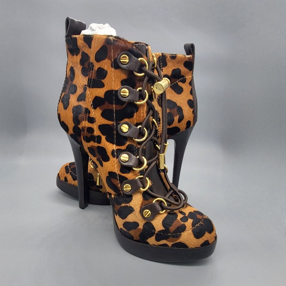 Tory Burch Halima Animal Print Lace-Up Booties - Picture 9 of 16